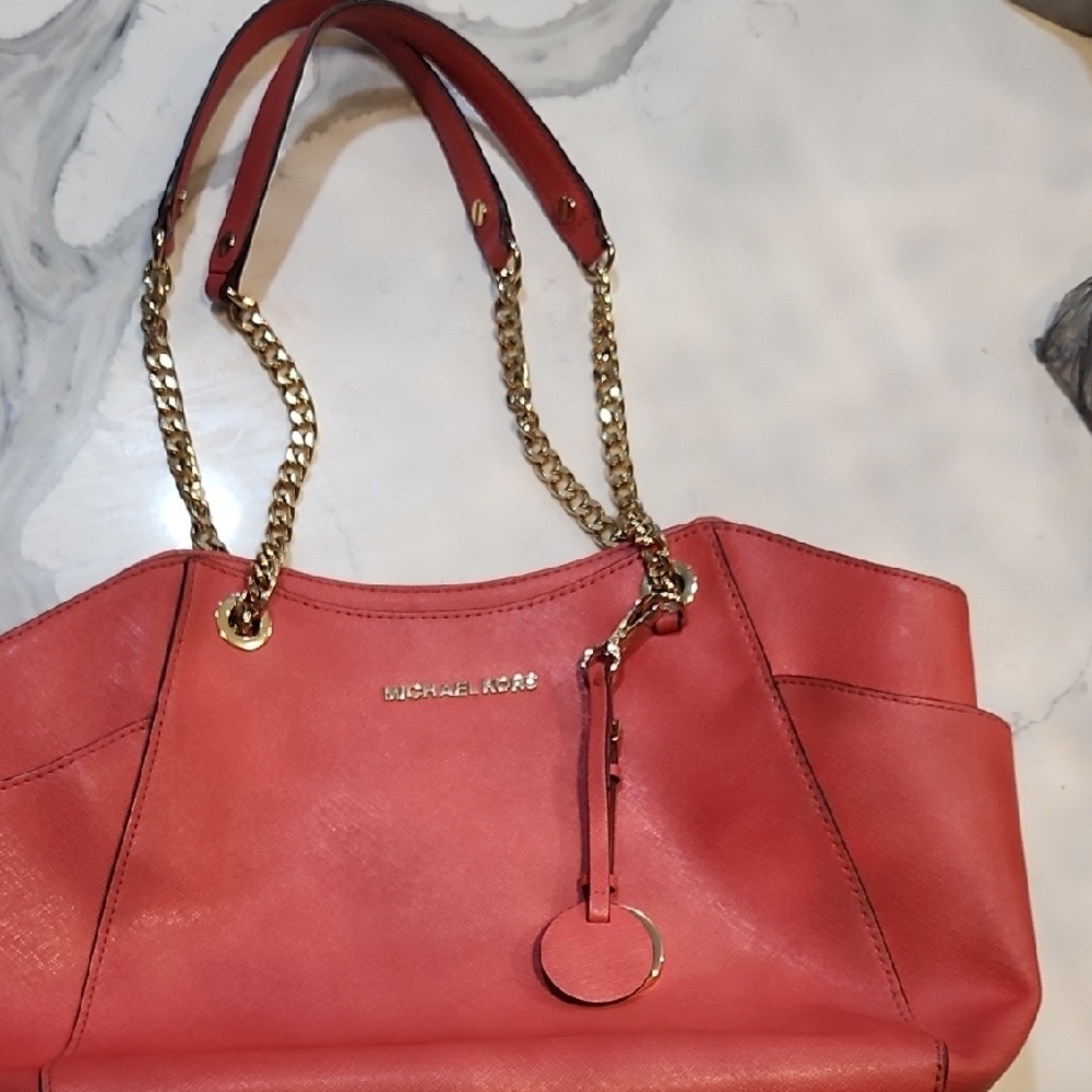 Michael Kors Coral Leather Shoulder Bag